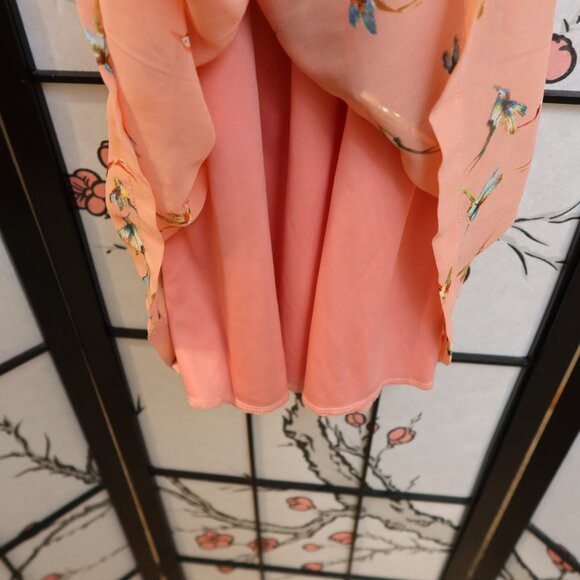 Pinkblush Floral Mini Dress - Peach and Blue Bird Pattern Maternity Dress - Picture 9 of 16